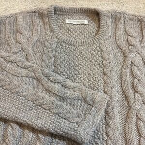 Outerknown Alpaca Wool Cable Knit Sweater XL Gray Kangaroo Pocket Pullover Peru